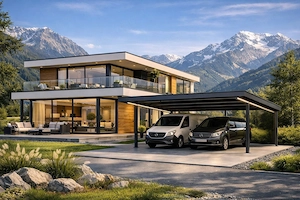 Stahlcarport mit PV   Die clevere All-in-One Lösung!
