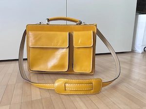 Ledertasche orange 28x22cm
