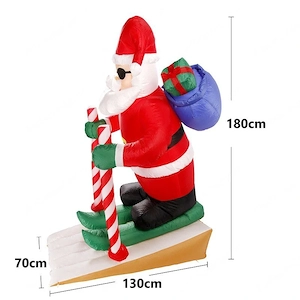 Weihnachtsdekoration aufblasbare Weihnachtsmann-Ski mit Beleuchtung und Zubeh r Bild 5