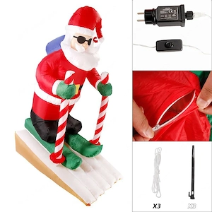 Weihnachtsdekoration aufblasbare Weihnachtsmann-Ski mit Beleuchtung und Zubeh r Bild 4
