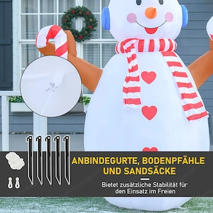 Weihnachtsdekoration, aufblasbarer Schneemann mit rotierenden Lichtern und Zubeh r Bild 5