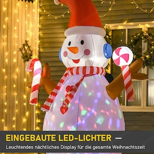 Weihnachtsdekoration, aufblasbarer Schneemann mit rotierenden Lichtern und Zubeh r Bild 3