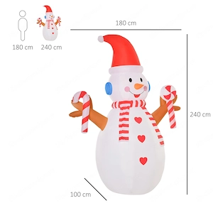 Weihnachtsdekoration, aufblasbarer Schneemann mit rotierenden Lichtern und Zubeh r Bild 2