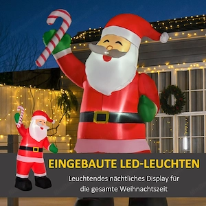 Weihnachtsdekoration, aufblasbare Weihnachtsmann-Zuckerstange mit Lichtern und Zubeh r Bild 3