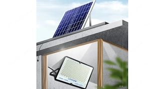 Solarlampe 400W Strahler mit D mmerungssensor und Fernbedienung XXL Starterset Bild 2