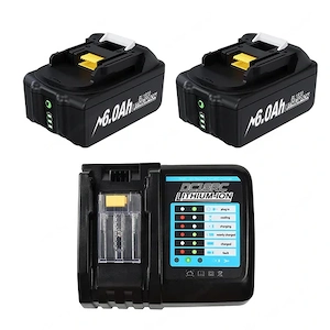 Set 2x 6AH Ersatzakku mit Ladeger t f r Makita-Modelle