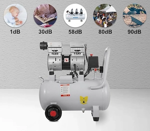 Silent Luftkompressor Fluester Kompressor OElfrei 30l Druckluft Leise fuer Werkstatt Bild 2
