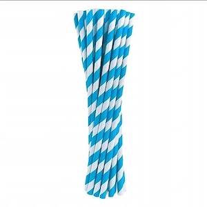  ko-Papierstrohhalme mit blauen Streifen, 250 St ck, Restaurant-Snack-Food-Truck-Bistro