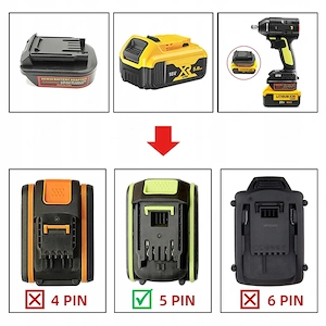#NEU# Adapter DeWalt XR Akkuadapter f r WORX 20V Elektrowerkzeuge (5 Pins, gr ne Akkus). Bild 3
