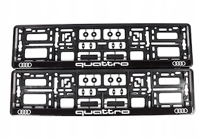 2x ORIGINAL Kennzeichenhalter fuer Audi Quattro UV Druck witterungsbestaendig