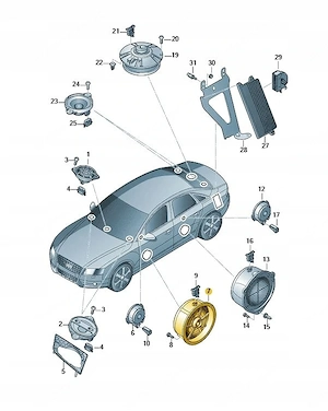 Original Audi door speaker woofer OE 8T0035415A  n New original woofer catalog number: 8T0035415A De Bild 4
