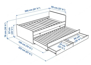 IKEA SLÄKT Bettgestell, Unterbett+Aufbewahrung,weiß,90x200cm,m. Matratzen u. Lattenroste in Kärnten Bild 6