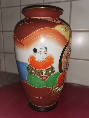 Asiatische Satsuma Vase 24 cm Hoch Bild 2
