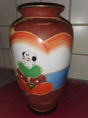 Asiatische Satsuma Vase 24 cm Hoch Bild 3