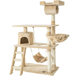 Kratzbaum Katzenkratzbaum Kletterbaum fuer Katzen Katzenbaum Sisal 141cm beige