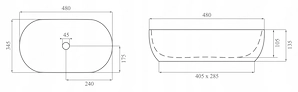 Montageart: Arbeitsplatte Beckenl nge: 480 mm Beckenh he: 135 mm Material: Sanit rkeramik  berlauf f Bild 5