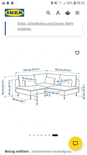 SÖDERHAMN Ecksofa 3-sitzig, dunkelgrau von IKEA Bild 3