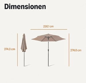 Sonnenschirm Taupe Hellbraun 274cm Bild 2