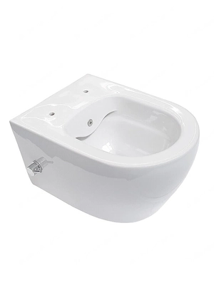 Sp lrandloses Wand-WC mit integrierter Kalt- und Warmwasserarmatur