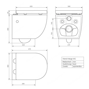 Sp lrandloses Wand-WC, sp lrandloser WC-Tiefsp ler mit Soft-Close-Sitz Bild 5