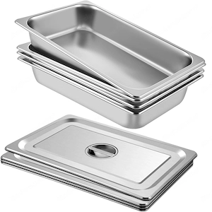Edelstahlbeh lter, 4 St ck, Lebensmittelbeh lter, Lebensmittelbeh lter mit Deckel, Antihaft-Teller,