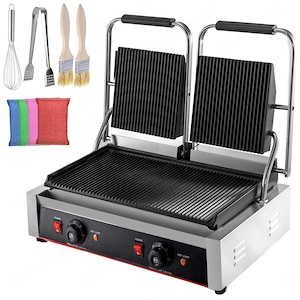 Diese kommerzielle Paninipresse ist mit einem Edelstahlgeh use und einem Gusseisengrill ausgestattet Bild 3