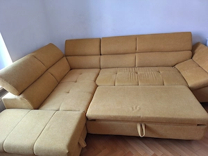 Schöne Couch senfgelb ausziehbar Bild 2