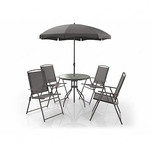 Sitzgruppe, 6-teilig, mit Tisch und Sonnenschirm Bild 4