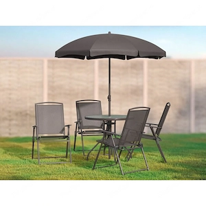 Sitzgruppe, 6-teilig, mit Tisch und Sonnenschirm Bild 7