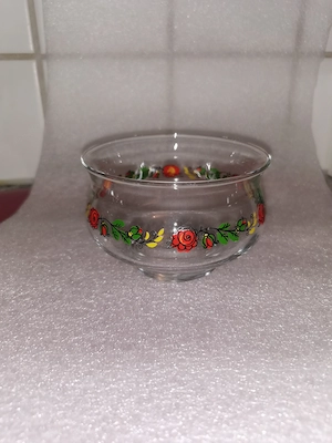 Glasschale mit Rosendekor Vintage  Bild 2
