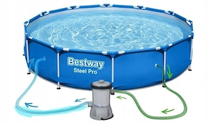 Runder Rahmenpool Bestway Steel Pro 56681 366x76 cm blauer Pool mit Pumpensandfilter Bild 2