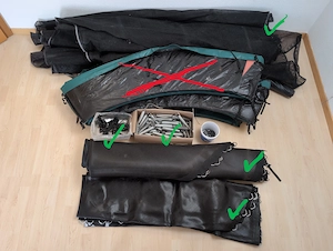 Für Trampolin (305 cm): Netz, Polsterungen für Stangen, Sprungtuch, Federn für Trampolin 305 cm Bild 2