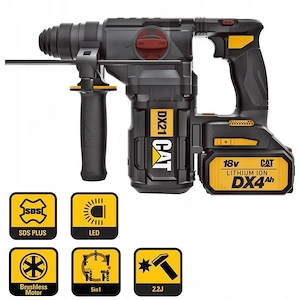 B rstenloser Hammer CAT DX21B 18V 2,2J SDS+ im Set mit einem Satz Bohrer, Bits und anderem Zubeh r D Bild 5