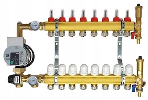 Heizkreisverteiler Messingverteiler f r 8-Kreis-Fu bodenheizung mit Esbe-Mischventil und Wilo-Pumpen