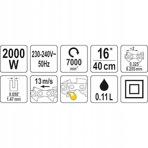 Motorleistung: 2000 W Betriebsspannung: 230 V   50 Hz Quermotor Schienenl nge: 40 cm (16") Schnur: O Bild 3