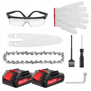 Das Set beinhaltet: 1x Elektros ge 4 Zoll 2x Akku 21V 1x TOOLS Stofftasche 1x Schutzbrille 1x Schutz Bild 3