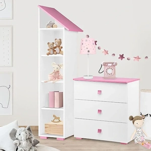 Das wei -rosa Pabis hohe Kinderb cherregal von KONSIMO ist 165 cm lang und bietet Platz f r viele Bild 4