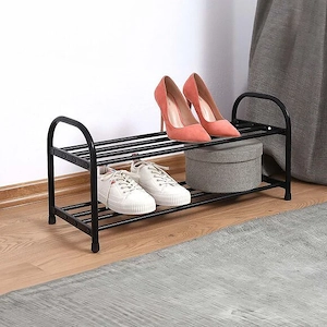 Ein praktisches und langlebiges OTE-Schuhregal aus Metall mit schwarzer Pulverbeschichtung ist ein Bild 2