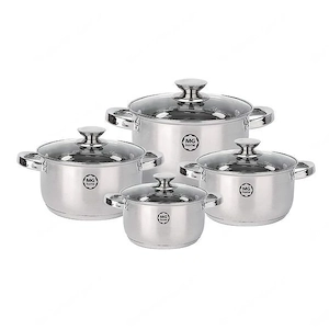 Premium-Set mit 4 Verso-Edelstahlt pfen, 8-teilig, mit Deckel