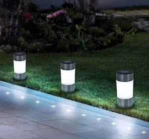 3x LED Solarlampen Au enleuchte Gartenlampe Wegeleuchte Erdspie  Edelstahl Akku Bild 3