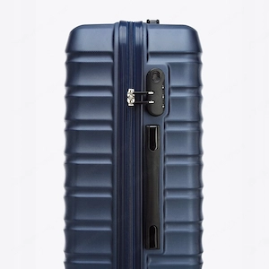Gro er Premium-Koffer Reisekoffer ABS-Kunststoff 96l mit Rippen dunkelblau Bild 5