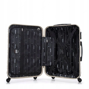 Gro er Premium-Koffer Reisekoffer ABS-Kunststoff 96l mit Rippen Beige Bild 8