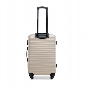 Gro er Premium-Koffer Reisekoffer ABS-Kunststoff 96l mit Rippen Beige Bild 3