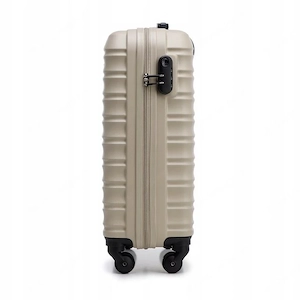 Premium Koffer Reisekoffer Bordkoffer mit Rippen ABS-Kunststoff 34l Beige Bild 5