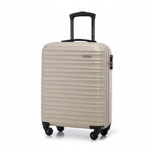 Premium Koffer Reisekoffer Bordkoffer mit Rippen ABS-Kunststoff 34l Beige Bild 3