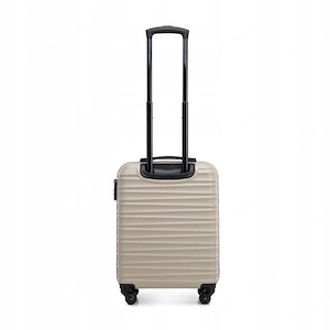 Premium Koffer Reisekoffer Bordkoffer mit Rippen ABS-Kunststoff 34l Beige