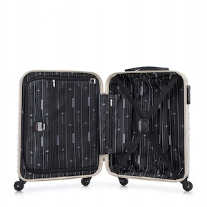 Premium Koffer Reisekoffer Bordkoffer mit Rippen ABS-Kunststoff 34l Beige Bild 8