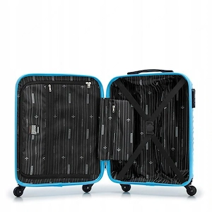 Premium Koffer Reisekoffer Bordkoffer mit Rippen ABS-Kunststoff 34l Blau Bild 8