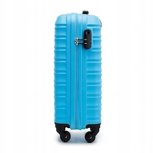 Premium Koffer Reisekoffer Bordkoffer mit Rippen ABS-Kunststoff 34l Blau Bild 4