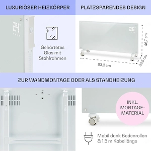 Klarstein Elektroheizung, Konvektorheizung mit Bodenrollen, mobile Elektroheizung, energiesparende, Bild 8
